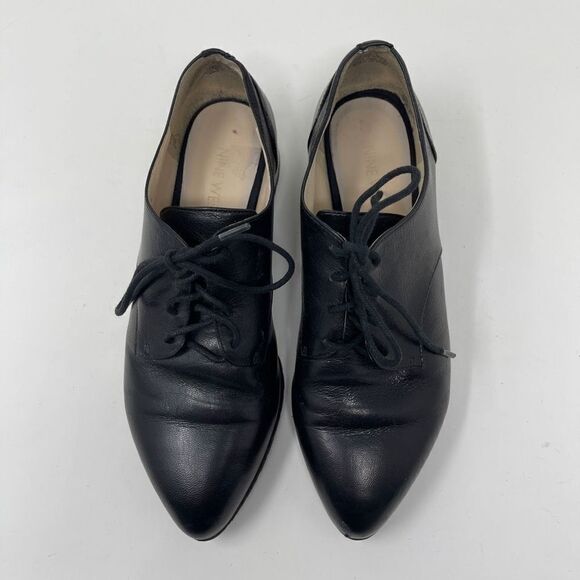 Nine West Women's Lilianne Dress Oxfords Pointed Toe Lace Up Shoes Black 7.5M - Picture 2 of 11